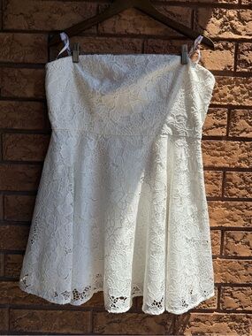 Ever New Melbourne Porcelain Lace Mini Strapless Skater Dress
